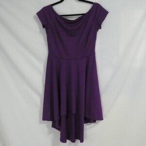 Purple High-Low Scoop Neck Short Sleeve Dress | medium